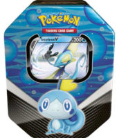 Modrá plechová krabička s boostery Pokémon TCG Galar Partners Tin