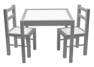 Dětská dřevěná sada šedý stoleček a dvě židličky
