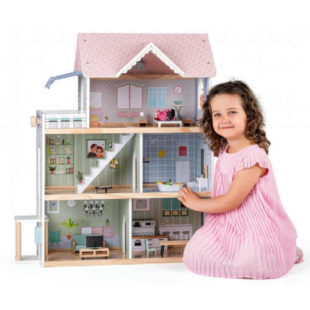 Třípatrový dřevěný domeček pro panenky